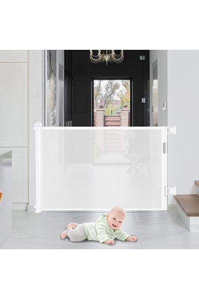 BabySafe Baby Safe Retractable Mesh Gate - White