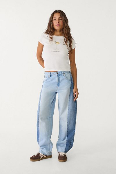 Stradivarius بنطلون جينز بقصّة البالون المتباين