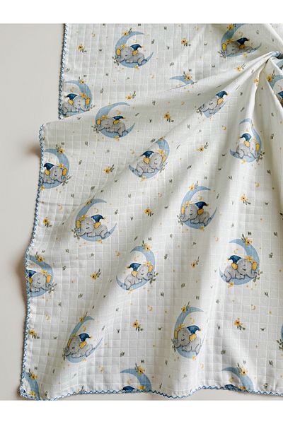 COOLMINIES Muslin Newborn Baby Blanket - 100% Cotton, 80*90 cm, Multi-Purpose Blanket