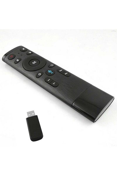 erorex 2.4Hz Wireless Remote Control With USB Receiver Voice Input For Android TV/HTPC/PC/Projector Black