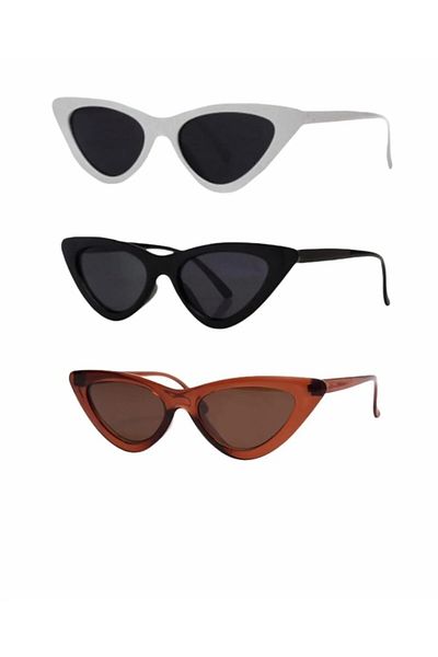 Nilu Moda Cat Eye Women's 3-Piece Deal Set Sun Glasses