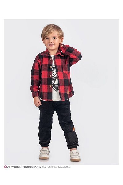 Yalçınoğlu Kids Boy's Combine - Linen Pants, T-Shirts, Plaid Shirts