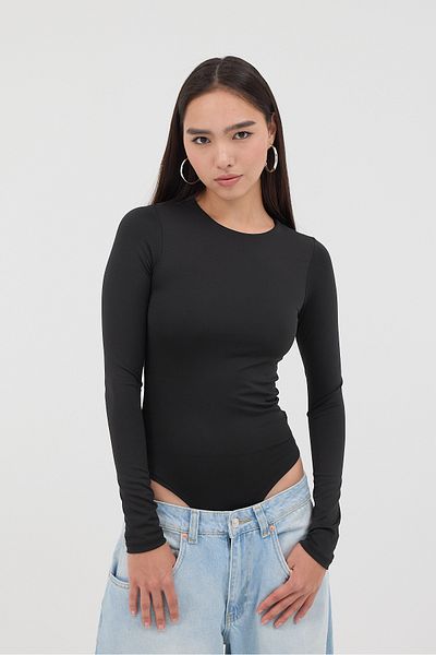 Addax Crew Neck Long Sleeve Basic Bodysuit Z0107-Dk10