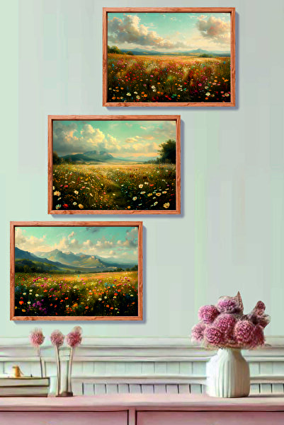 UNT Σετ ζωγραφικής 3 τεμαχίων με θέμα τη φύση και τα άγρια λουλούδια με ξύλιν...