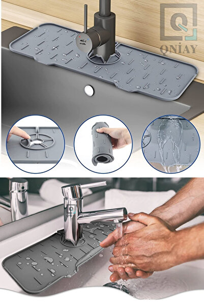 QNİAY Gri Su Tutucu Musluk Matı Mutfak Banyo Için Koruyucu Musluk Lavabo Bulaşık Süngeri Matı