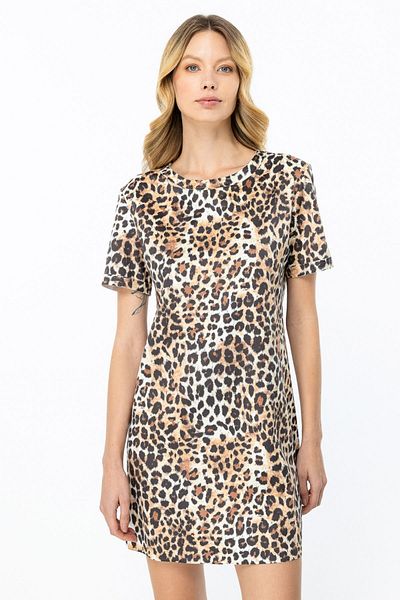 ON Rochie de lungime midi din țesătură din piele intoarsa cu model leopard