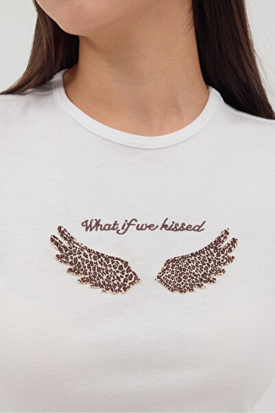 Addax Leopard Winged Short Sleeve T-Shirt P1652-E2