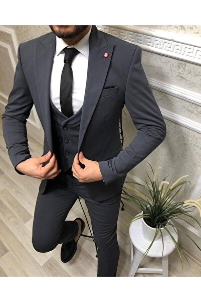 CXFASHİON Erkek Slim Fit Likralı Ceket
