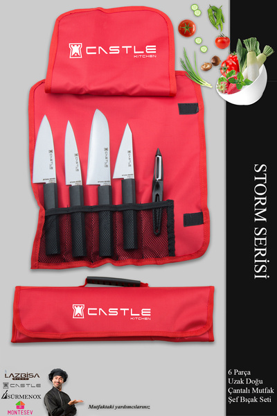 Castle İncisive Serisi Çantalı 5 Li Mutfak Bıçak Seti Gastronomi Mutfak Bıçak...