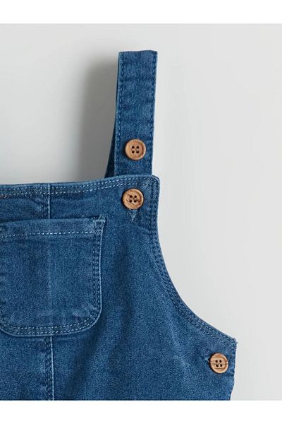 LC Waikiki Lcw Baby Indigo Square Collar Baby Girl Jean Dress