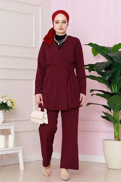 Sevitli Set Hürrem Burgundy - Legat lateral