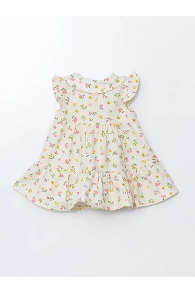 LC Waikiki Lcw Baby Ecru Baby Collar Floral Baby Girl Dress