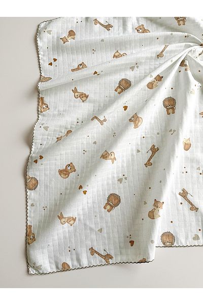 COOLMINIES Muslin Newborn Baby Blanket - 100% Cotton, 80*90 cm, Multi-Purpose Blanket
