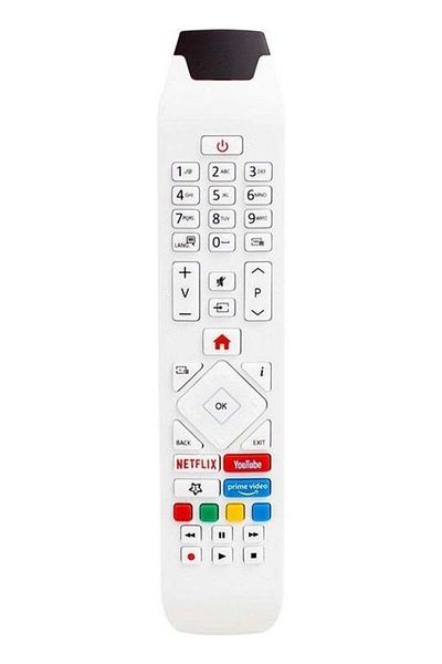 erorex White Color Vestel RCA343140P Youtube-Netflix-Prime Video Button LCD-Led TV Remote Control White