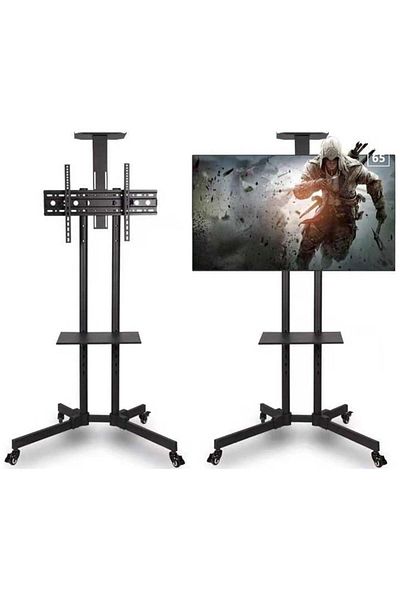 erorex Mobile Tv Stand For 32"-65" Screens – Adjustable, Lockable Wheels, Removable Shelf