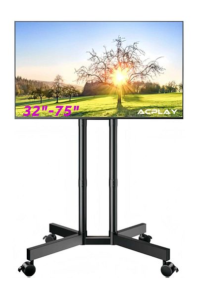 erorex Height Adjustable Mobile Tv Stand For 32"-75" Screens – 110 Lbs Capacity, 30° Rotation