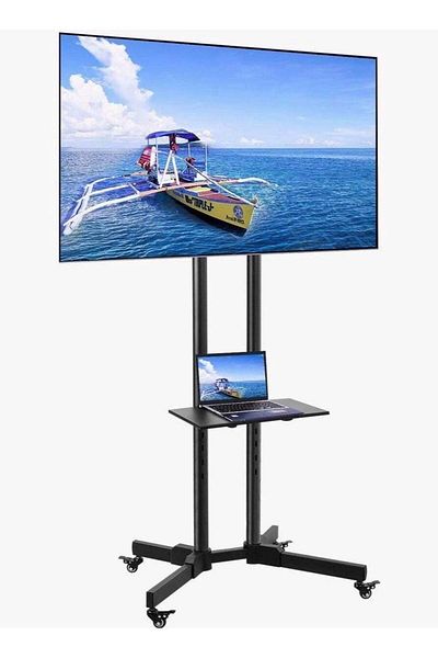 erorex Mobile Rolling Tv Cart For 32"-75" Tvs – Lockable Wheels, 50Kg Capacity, Height Adjustable