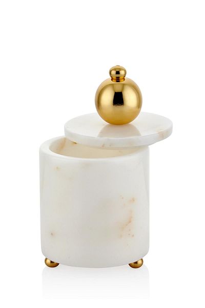SETABIANCA Evza White Marble Ball Box with Lid Large 9*9*15 cm