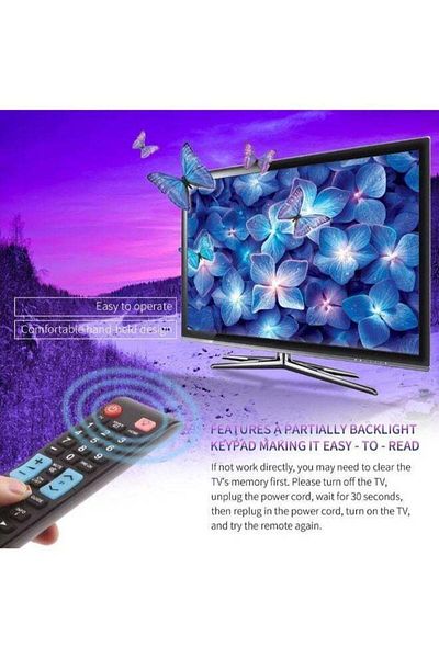 erorex Universal 3D Remote Control For Samsung Smart TV With Backlight Black