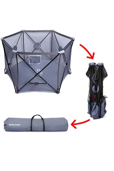 BabySafe Baby Safe Foldable Playard - Grey