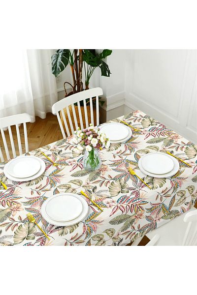 Evim Canvas Authentic Green Liquid Proof Stain Resistant Table Cloth