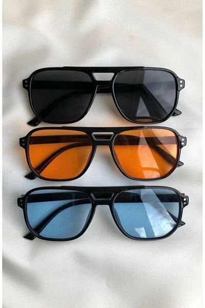 LUPİX Women's Men's Colorful Glass Unisex 3-Piece Deal Set Sunglasses