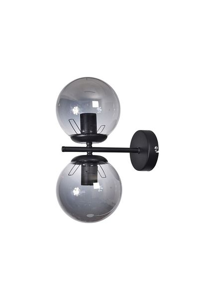 MARKATECH Zagreb Special Living Room - Kitchen - Cafe Design Metal Body Glass 2-Piece Wall Sconce