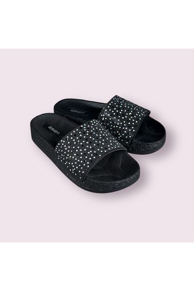 Esem Women's Black Stone Comfort Light Sole Slippers