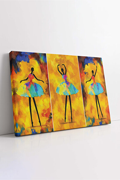 KOSS Dijital Pictură decorativă pe pânză în tonuri galbene cu aspect de pictură în ulei de fată balerină africană, decor de perete cu balerină