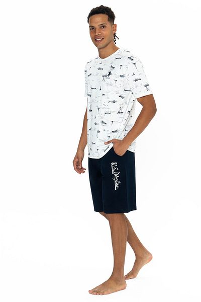 U.S. Polo Assn. Σετ μπλουζάκι με κοντό μανίκι και σορτς με λαιμόκοψη, τσέπη, στάμπα σανδάλι, ανδρικό