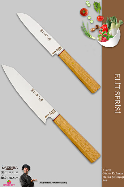CASTLE KITCHEN Elit Serisi Mutfak Bıçak Seti Et Balık Ekmek Sebze Kıyma Şef B...