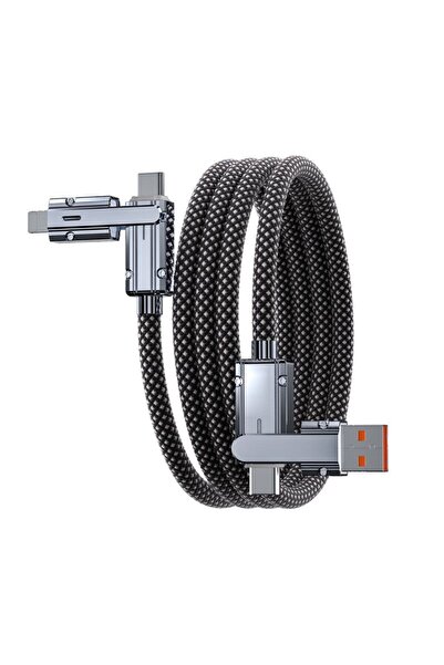 bovinox 4 in 1 Şarj Kablosu Type-C to Type-C USB Lightning Uçlu Örgü 120W Şar...