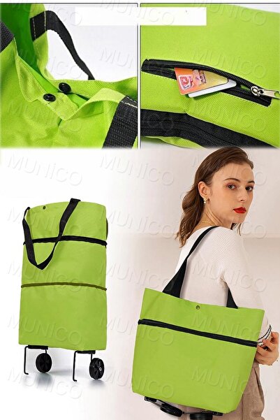 Munico Alışveriş Sepeti Katlanabilir Çanta Büyük Kapasiteli Fermuarlı Tasarım...