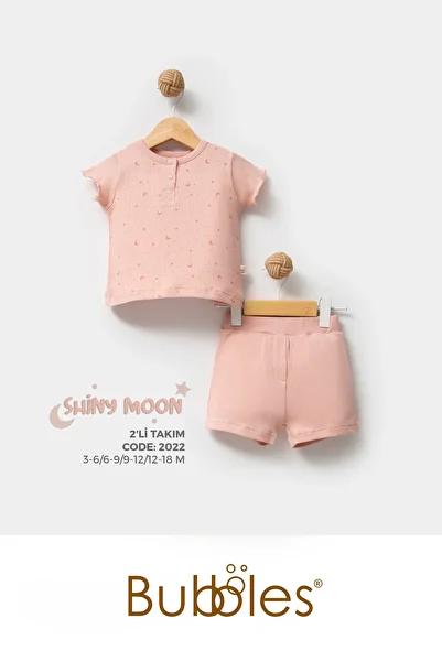 Bubbles 100% Organic Cotton Moon Star Print Eoke Tex Certified Baby Girl Shorts Suit