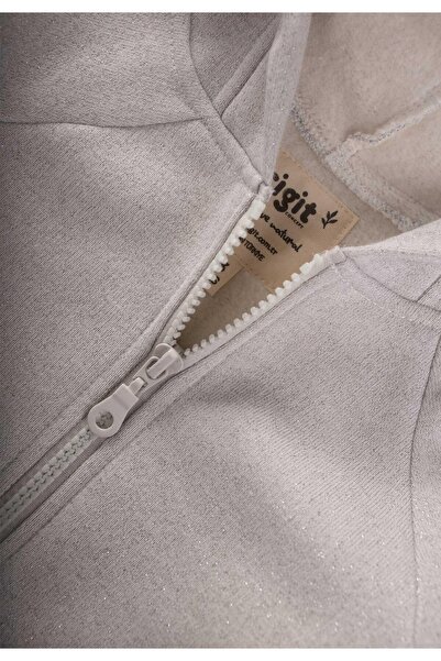 Cigit Γκρι ασημί ζακέτα με κουκούλα για κορίτσια 2-8 ετών