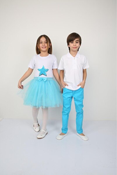 nacar çarşı 23 أبريل تي شيرت بناتي توتو تنورة مزيج بنطال بولو للأولاد طاقم عر...