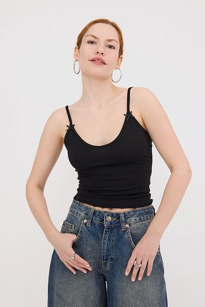 Addax Basic Tank Top με λεπτομέρεια κορδέλας A1604