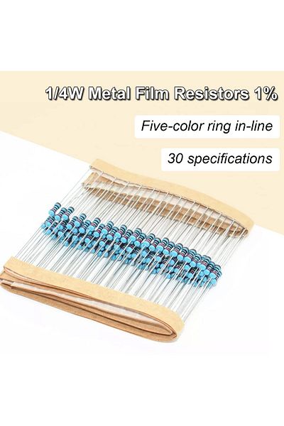 AOKIN 600pcs 300/600/820pcs Resistor Kit 10 Ohm-1mohm Resistors 1/4w ±1% Carbon Film Single Resistor Elect