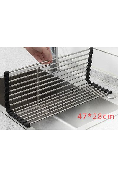 Choice 1pcs black Foldable Kitchen Dish Drying Rack Stainless Steel Bowl Fruit Vegetable Dish Holder Sink R