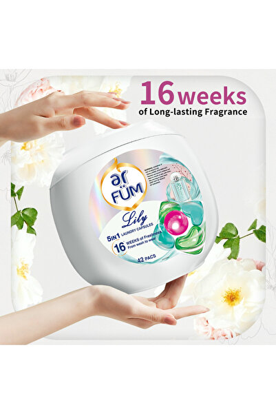 ArFum PODS, 5-in-1 Laundry Detergent Capsules, 16 Weeks of Long-Lasting Fragrance, 42 Pods, Lily