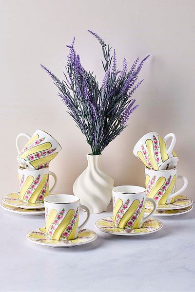 Perotti Kuzguncuk 12-Piece Porcelain Coffee Set for 6
