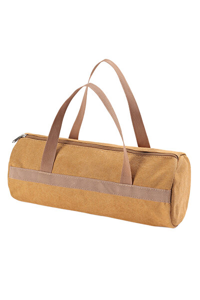 MOJOYCE حقيبة تخزين أدوات التخييم بنية اللون بسعة كبيرة وحقيبة أسطوانية لتثبيت خيمة خفيفة الوزن وربط خيمة أرضي