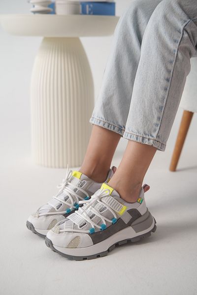 Lizzu White Design Sneakers - Snena Women