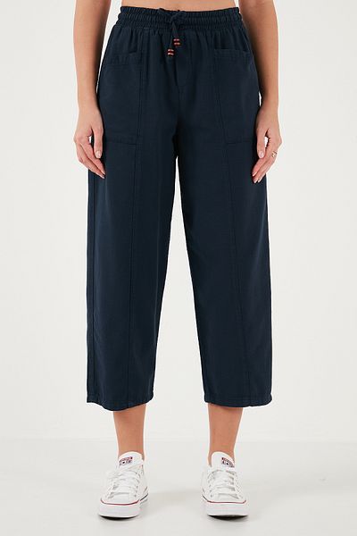 Lela Cotton Relaxed Fit High Waist Wide Short Leg Pants Pants 668Yp5318