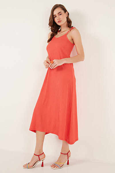 Lela Regular Fit Ip Askılı Uzun Elbise Elbise 5865732