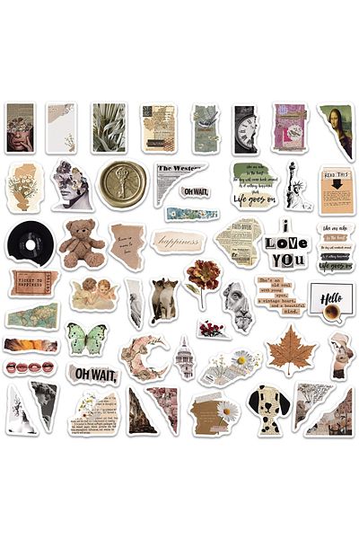 Choice 50pcs Vintage 50pcs Vintage Stickers Retro Vsco Graffiti Aesthetic Ins Vinyl Decals Stationary Noteb