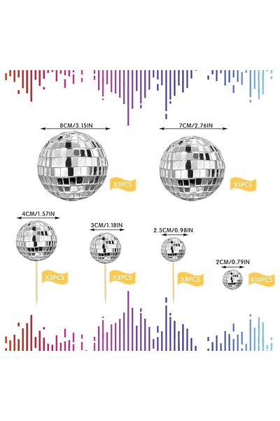 Choice Silver 28PCS Disco Ball Cake Toppers Disco Ball Cake Decoration 70's Disco Cake Centerpiece Decor Di