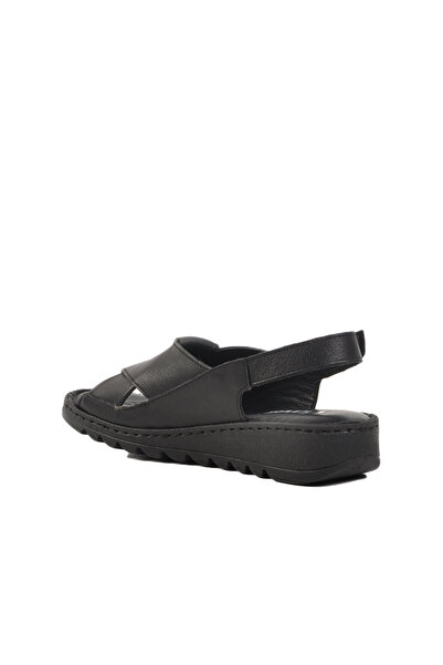Voyager Genuine Leather Black Women's Sandals - Velcro Z265 Z