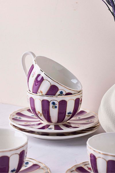 Perotti 12-Piece Porcelain Coffee Set for 6 People - Balat