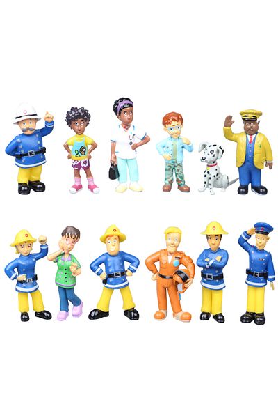 Choice 12Pcs/set Fireman Sam Cartoon Anime Fire Fighting Figure Model PVC Doll Toys Boy Girl Toy For Kid...